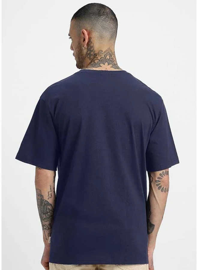 Veirdo Veirdo Pure Cotton Oversized Fit Half Sleeve T-Shirt For Men Navy Half Sleeve T-Shirt For Men
